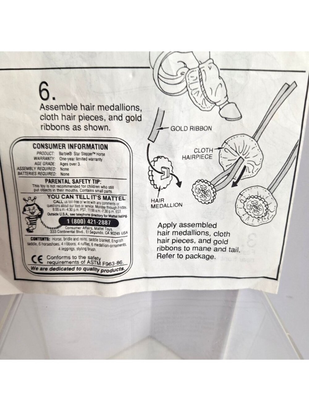 Barbie Star Stepper Horse Instructions Manual 1991 Mattel Vintage - Picture 5 of 10